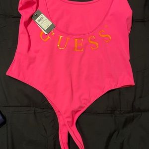 Guess Womens Pink Buttoned Bodysuit Size
